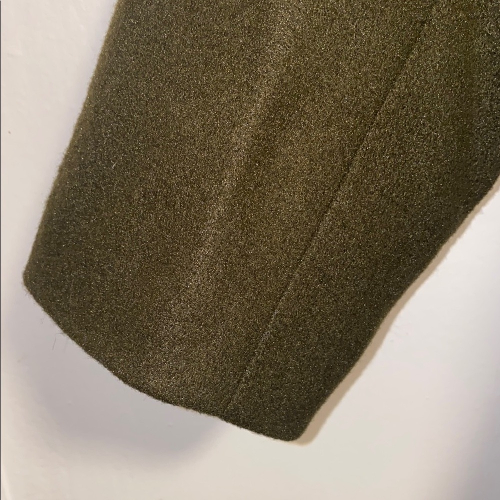 SHEIN LUNE Medium Olive Green Elegant Fuzzy Collar Belted Overcoat - Picture 9 of 12